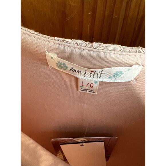 NWT Love Fire Mini Cami Beige Lace Dress SZ LG Coquette Romantic Concert Club - Picture 3 of 5